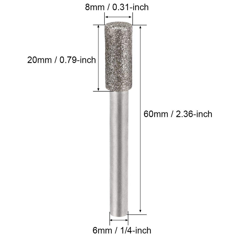 uxcell Diamond Burrs Grinding Drill Bits for Carving Rotary Tool 1/4-Inch Shank 8mm Cylindrical 120 Grit 10 Pcs - LeoForward Australia