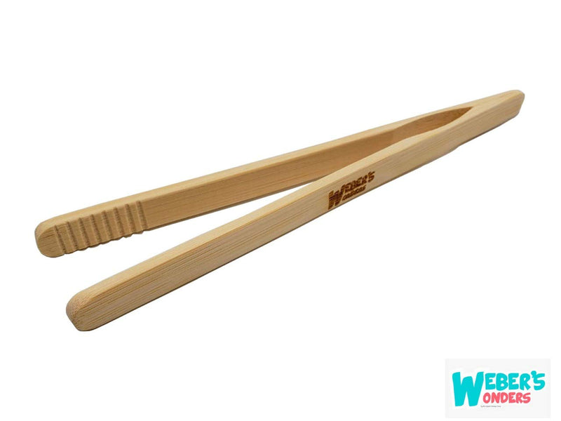  [AUSTRALIA] - Set Of 2 Reusable Bamboo Toast Tongs - Wooden Toaster Tongs For Cooking & Holding - 8 Inch Long - Ideal Kitchen Utensil For Cheese Bacon Muffin Fruits Bread - Ultra Grip - Eco-friendly