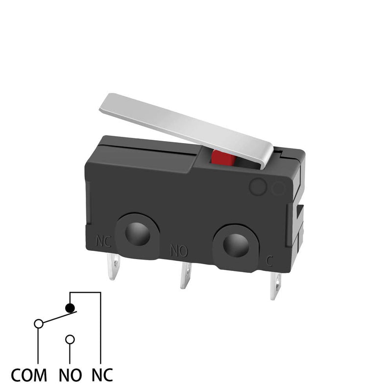  [AUSTRALIA] - MUZHI SPDT 1NO 1NC Hinge Lever Momentary Push Button Micro Limit Switch AC 5A 125V 250V 3 Pins 12 Pcs