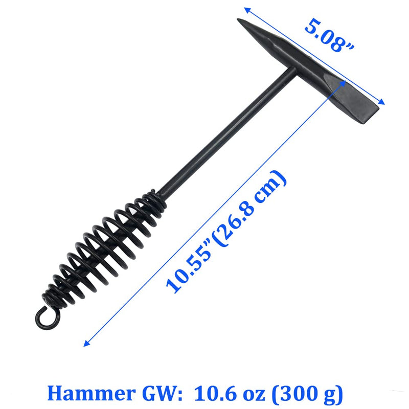  [AUSTRALIA] - DGOL 10.6 oz 300g Spring Handle Welding Chipping Hammer with 2 pack Nylon Clean Brush and 2 packs Steel Wire Brush 5 in 1 Kit