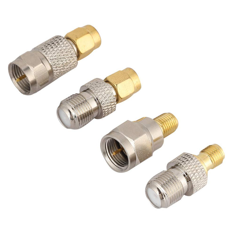  [AUSTRALIA] - Radio Converter, Portable 4Pcs Brass Aerial Connector F to SMA Radio Converter, Nickel Plated Brass Material, for Antennas, DAB Antenna Adapters, Coaxial Cables, Radio Scanners