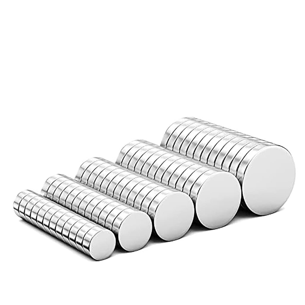  [AUSTRALIA] - Realth Magnets Disc 60 Pack 5 Different Size Small Round Cylinder Mini Magnet for Refrigerator Office Whiteboard Handwork Science Craftwork(MC710)