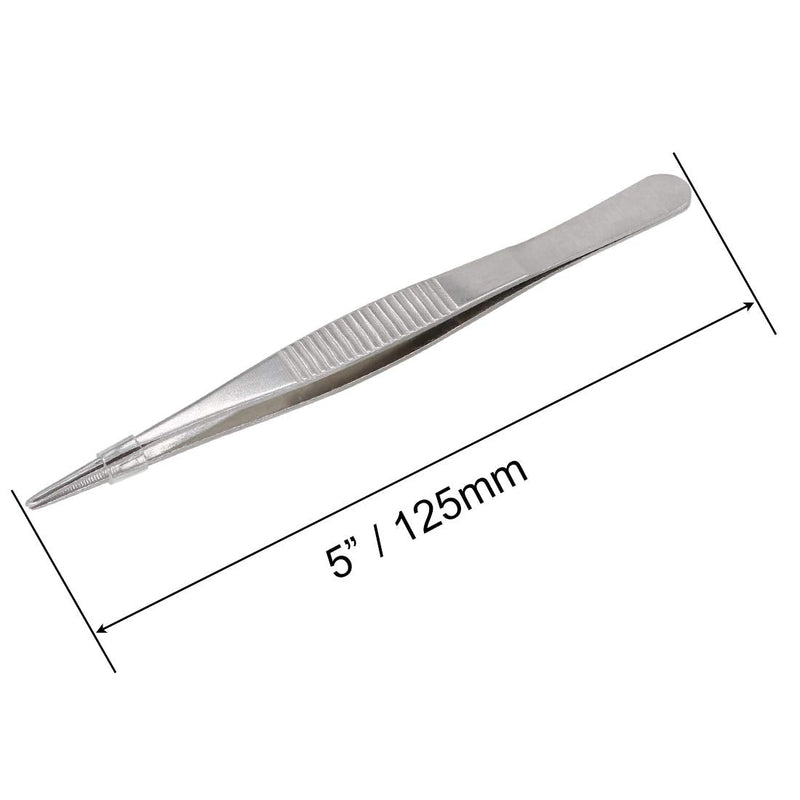  [AUSTRALIA] - VictorsHome 5 Inch Stainless Steel Tweezers with Straight Serrated Tip Multipurpose Forceps for Craft Repairing 2 Pack