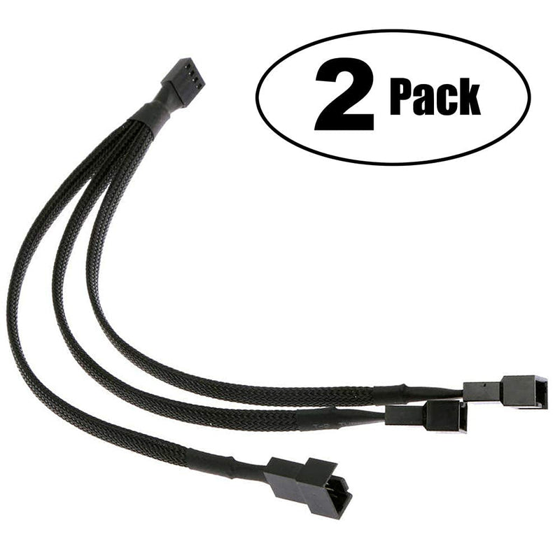  [AUSTRALIA] - TeamProfitcom PWM Fan Splitter Adapter Cable Sleeved Braided Y Splitter Computer PC 4 Pin Fan Extension Power Cable 1 to 3 Converter 10 inches (2 Pack)