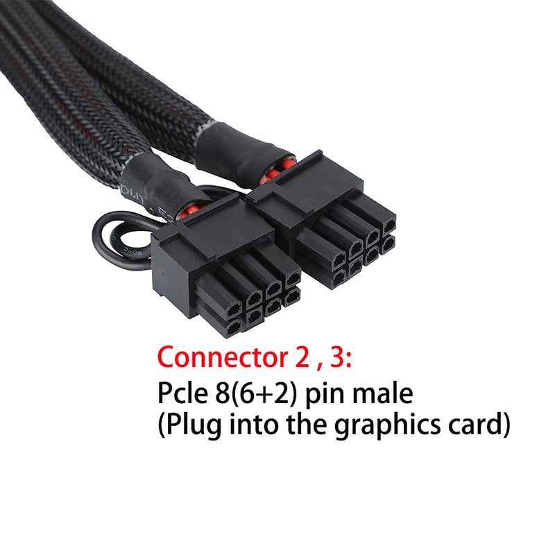  [AUSTRALIA] - PCIe 6 Pin to Dual 8 (6+2) Pin Splitter - GPU VGA Y-Splitter Extension Cable Mining Video Card Power Sleeved Connector Graphics Card PCI Express Power Supply Adapter - 2 Packs