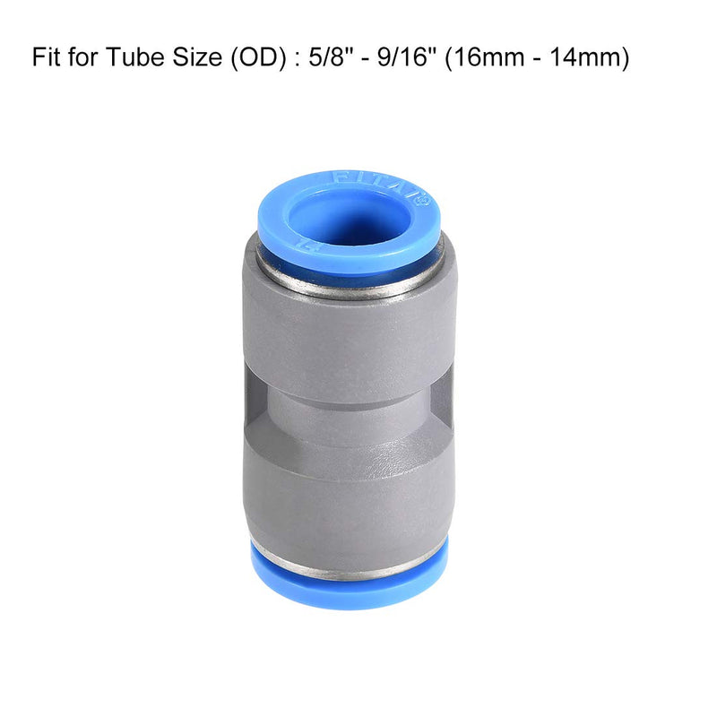 uxcell Straight Push to Connector Reducer Fitting 16mm to 14mm Quick Release Pneumatic Connector Plastic Union Pipe Tube Fitting Grey - LeoForward Australia