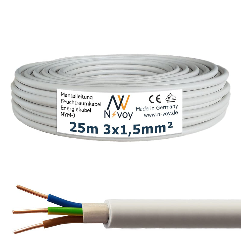  [AUSTRALIA] - NYM-J 3x1.5 mm² 25m sheathed cable installation cable power cable according to DIN VDE 0250 M138 25 m NYM-J 3x1.5 mm²