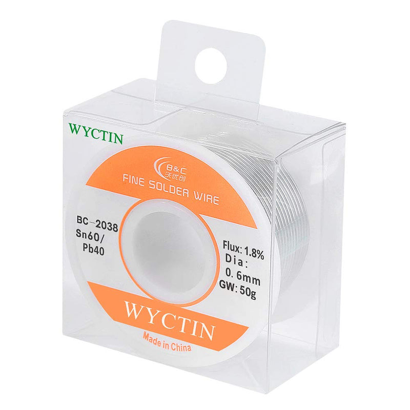  [AUSTRALIA] - WYCTIN 60-40 Tin Lead Rosin Core Solder Wire for Electrical Soldering and DIY 0.0236 inches(0.6mm) 0.11lbs 0.6mm/50g