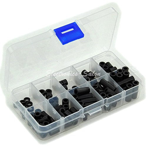  [AUSTRALIA] - Electronics-Salon Black Nylon Round Spacer Assortment Kit, Not Threaded for M4 Screws, Plastic. OD 7mm, ID 4.1mm, L 2mm 4mm 5mm 6mm 8mm 10mm 12mm 16mm 18mm 21mm.