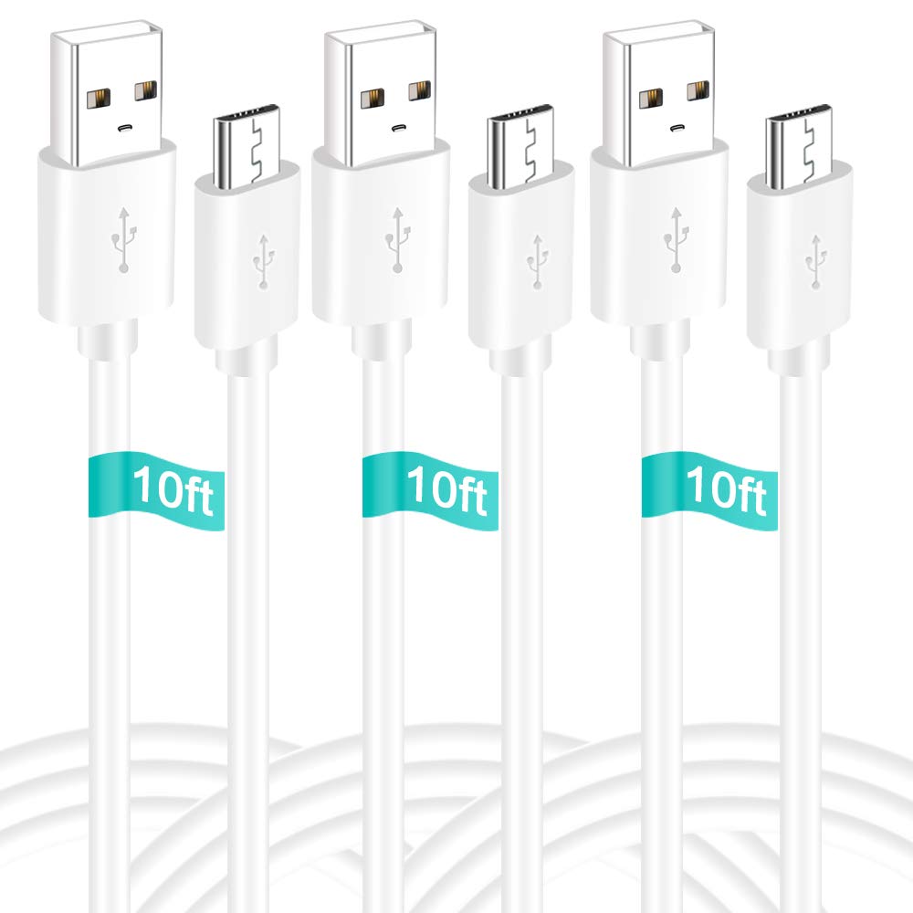  [AUSTRALIA] - SIOCEN 3 Pack 10FT Micro USB Power Extension Cable Cord Compatible for Wyze Cam,WyzeCam Pan,YI Cam,YI Dome Home Camera,Kasa Cam,Oculus Go,Furbo Dog,Nest Cam,Blink,Security Cameras,USB Charging Wire