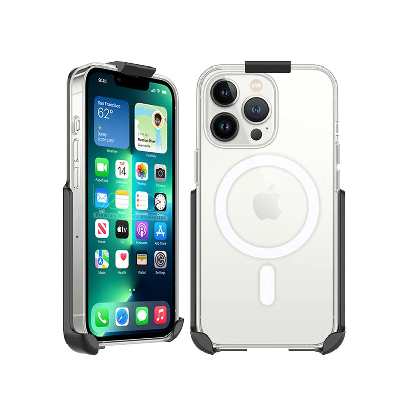  [AUSTRALIA] - BELTRON Belt Clip Holster Compatible with Apple Clear Case for iPhone 13, iPhone 13 Pro with MagSafe - Features: Built in Kickstand (Holster Only, Case is NOT Included)