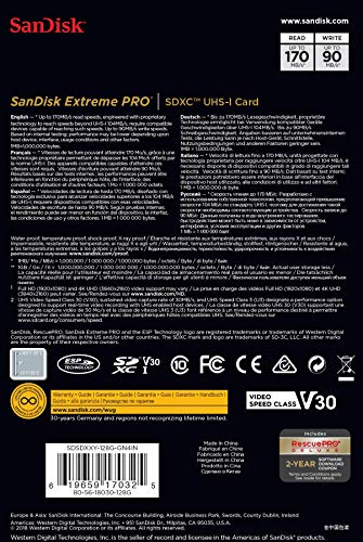 [AUSTRALIA] - SanDisk 128GB Extreme PRO SDXC UHS-I Card - C10, U3, V30, 4K UHD, SD Card - SDSDXXY-128G-GN4IN Card Only