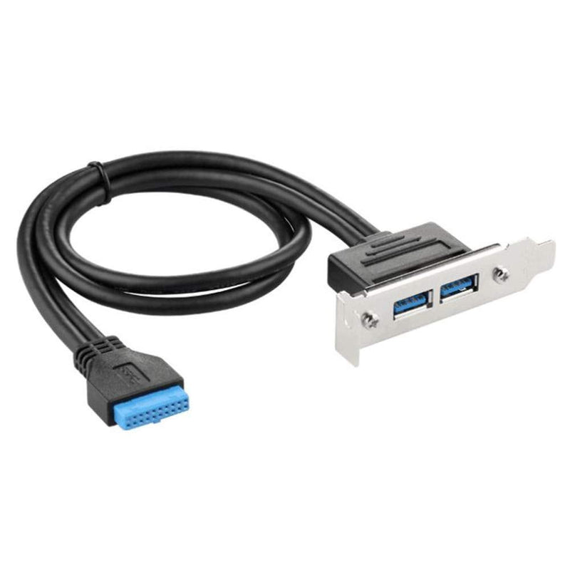  [AUSTRALIA] - JacobsParts 2-Port USB 3.0 Low Profile Bracket 20-Pin Header Cable for Half-Height PC Card Slot