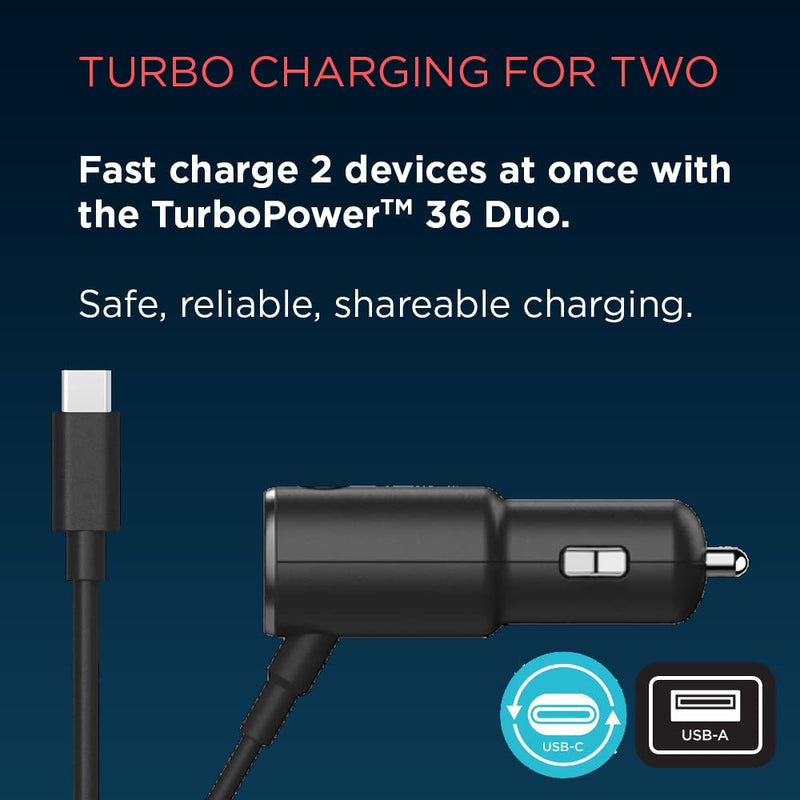  [AUSTRALIA] - Motorola TurboPower 36 Duo USB-C Car Charger- 18W USB-PD Fixed Type C Cable + 18W QC3.0 Port - Simultaneous Turbo Charging for Moto G Power/Stylus/Fast,G6,G7 Power/Supra,X4,Z,Edge/Edge+/Razr/One 5G