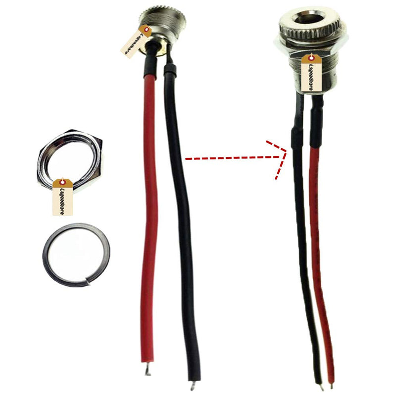  [AUSTRALIA] - Lsgoodcare 5.5 x 2.1 MM 5A DC Power Jack Socket Threaded Female Mount Connector Adapter with 3.94Ich 20AWG Cable + DC Barrel Jack Plug Male (5.5 x 2.1 MM)