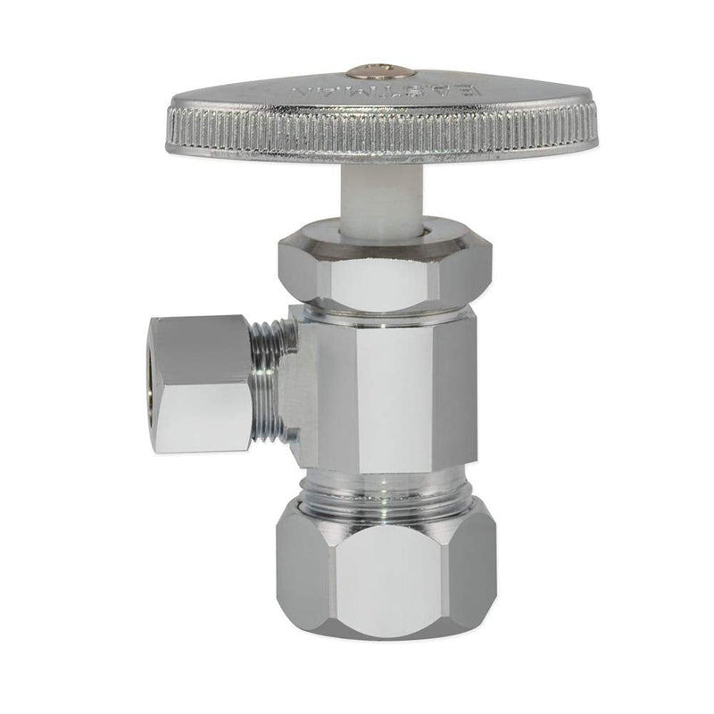  [AUSTRALIA] - Eastman 04353LF Multi-Turn Dual-Outlet Compression Inlet 3-Way Stop Valve with Removable Metal Handle, 5/8-Inch OD Compression Inlet (1/2-Inch Nom.) x 3/8-OD Compression Outlet x 3/8-Inch OD Compression Outlet, Chrome Plated 3/8" OD X 3/8" OD X 5/8" OD