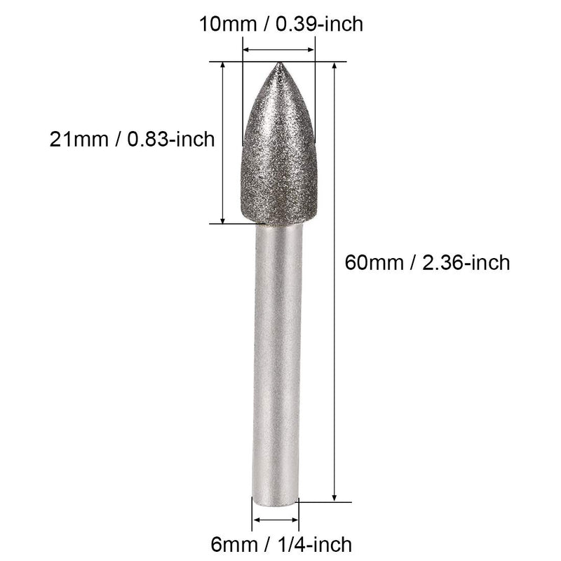 uxcell Diamond Burrs Bits Grinding Drill Carving Rotary Tool for Glass Stone Ceramic 120 Grit 1/4" Shank 10mm Tapered 5 Pcs - LeoForward Australia