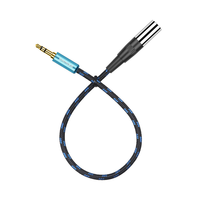  [AUSTRALIA] - DREMAKE 3-Pin Mini XLR to Jack 3.5mm Plug Stereo Audio Balanced Cable, 1/8" TRS 3.5mm Male to Mini XLR Male Adapter Cable for Cameras, Headphones, 1 Feet - Blue Tweed Braided 1Feet/30CM