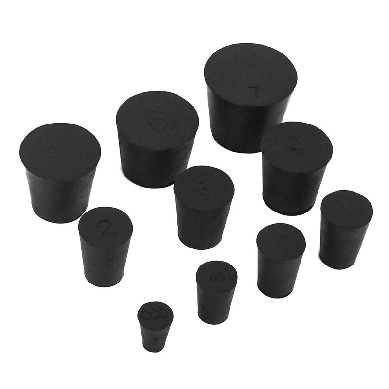  [AUSTRALIA] - 19-Pack (10 Assorted Sizes) 000# -7# Solid Rubber Stoppers