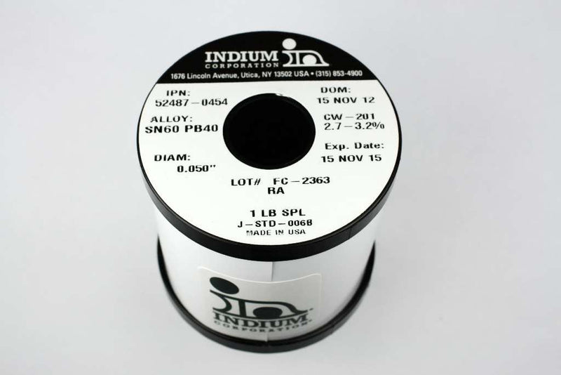  [AUSTRALIA] - Indium 52487-0454 60/40 RA Wire Solder, 2.7-3.2% Core .050in. 1lb.