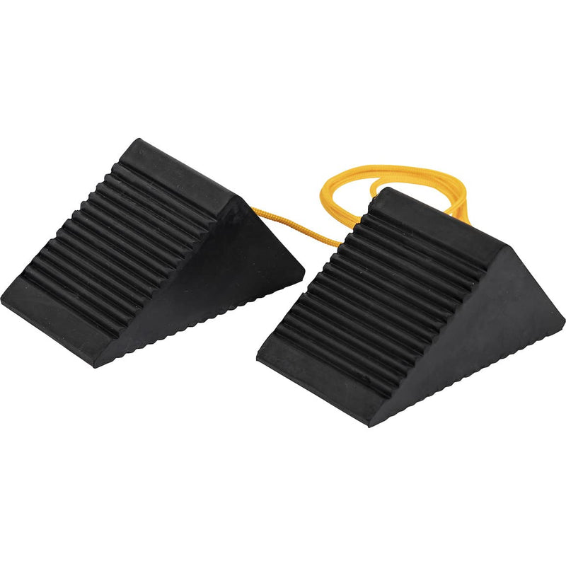  [AUSTRALIA] - Buyers Products WC35225 Mini Rubber Wheel Chock with Rope (Pair) , Black