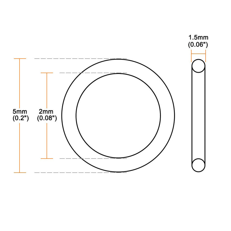  [AUSTRALIA] - uxcell Nitrile Rubber O-Rings 5mm OD 2mm ID 1.5mm Width, Metric Sealing Gasket, Pack of 50 2mmx5mmx1.5mm