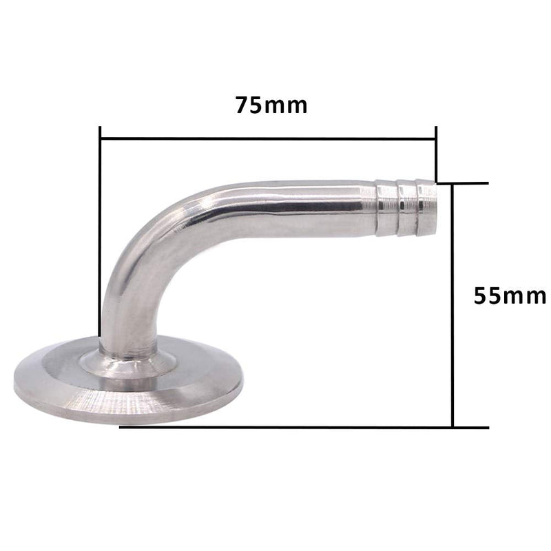  [AUSTRALIA] - DERNORD Sanitary Hose Barb Pipe Fitting 1.5" Tri Clamp ( 50.5MM Ferrule ) 90 Degree Elbow (Tube OD: 1/2"/12MM (1.5 Tri-clamp)) Tube OD: 1/2"/12MM (1.5 Tri-clamp)
