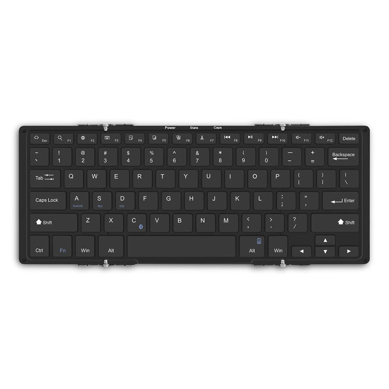  [AUSTRALIA] - Aluratek Portable Aluminum Tri-Fold Bluetooth Keyboard (Standard Full-Size) with Built-In Rechargeable Battery for iPhone, Smartphone, iPad, Tablet, Mac, PC (ABLKO4F) Black