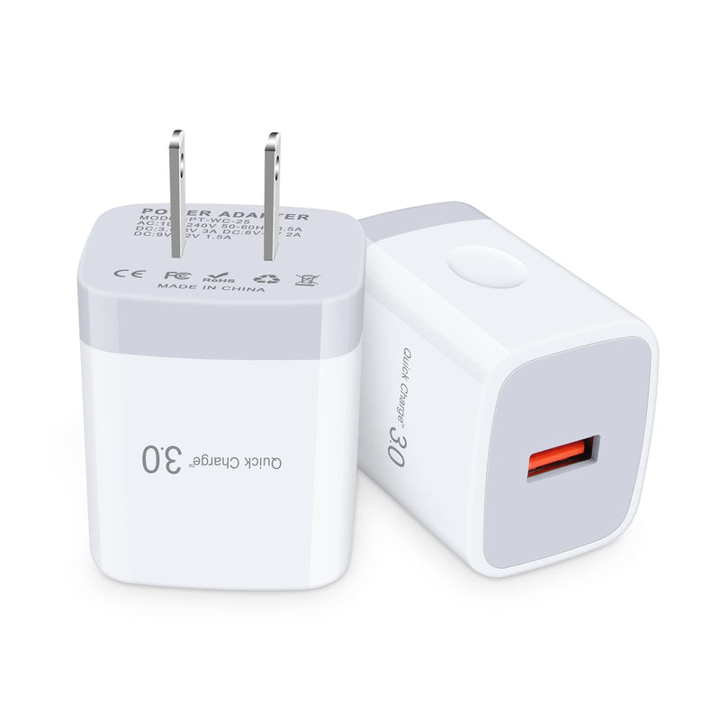  [AUSTRALIA] - Quick Charge 3.0 USB Charger,GiGreen 2-Pack Fast Charging Wall Plug Adaptive Power Block Compatible iPhone 14 Pro Max 13 12 11 X,Samsung Galaxy S23 Ultra A14 5G A13 S21FE A53 A23 A03s S22,Pixel 7Pro 6 white2