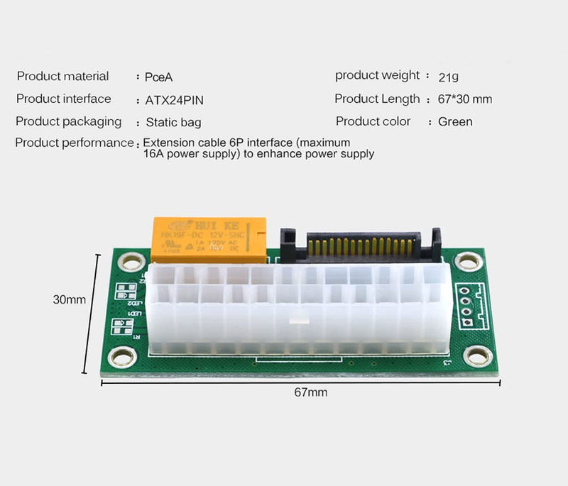  [AUSTRALIA] - 2PCS Dual PSU Adapter ATX 24Pin to 4Pin Power Sync Starter Card ADD2PSU Extension Cable Converter ADD2PSU Riser Adapter Extender (SATA to 24Pin) SATA to 24Pin