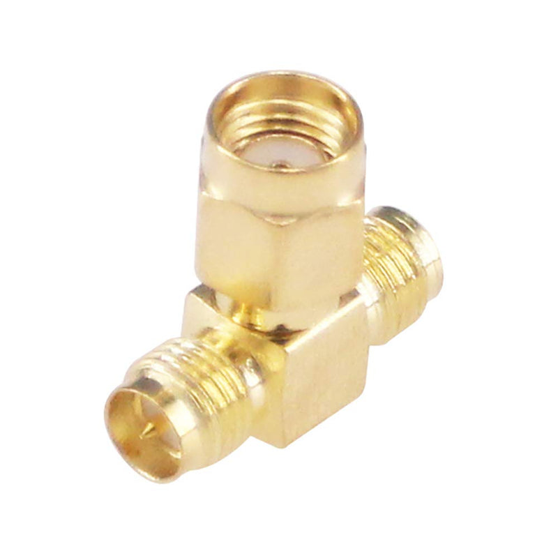  [AUSTRALIA] - RFaha 4pcs Antenna Adapter RPSMA Male to Dual RPSMA Female Connector T Type 3 Way Splitter Antenna Converter(NOT for TV)(F05-4)