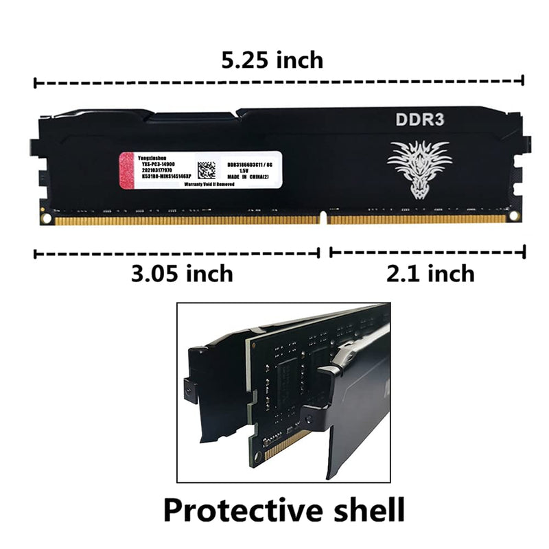  [AUSTRALIA] - Yongxinsheng 16GB (8GBx2) DDR3 1866MHz (PC3 14900) CL11 Desktop Memory 240Pins 1.5V Non-ECC Unbuffered Ddr3 UDIMM RAM - Black DDR3 (8GBx2) 1866Mhz