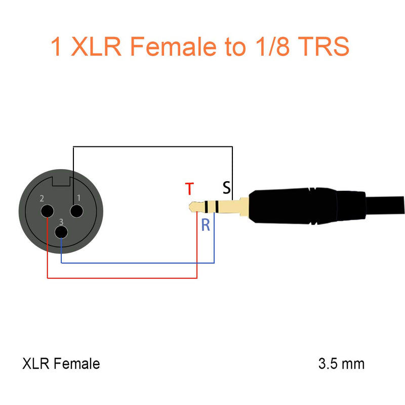  [AUSTRALIA] - TISINO XLR to 3.5mm Balanced Cable Adapter, Gold-Plated XLR Female to 1/8 inch Mini Jack Aux Mono Audio Cord for Shotgun or Condenser Microphones - 1ft