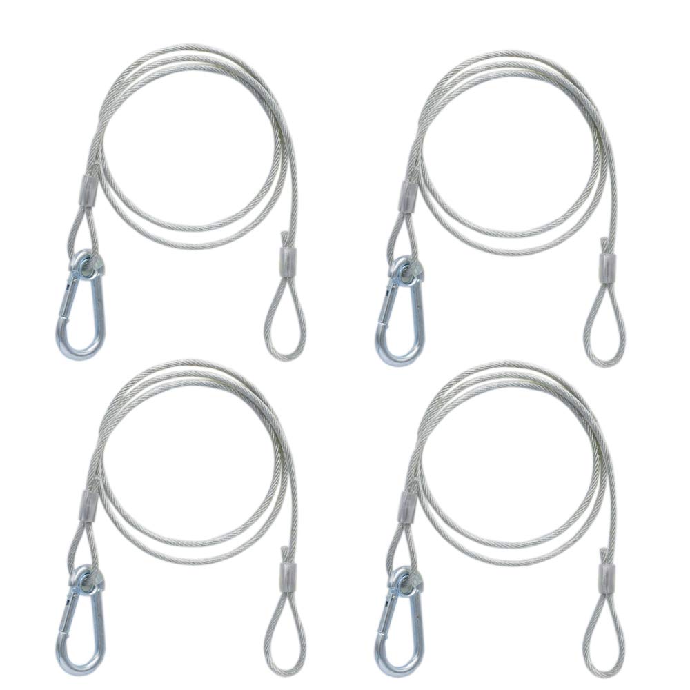  [AUSTRALIA] - 4 Pack Silver Safety Security Stage Light Stainless Steel Cables Rope with Buckle PVC 110lbs Load Duty 26.1” Diameter 4mm for Party Lights DJ Light Stage Lighting