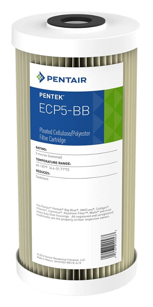  [AUSTRALIA] - Pentair Pentek ECP5-BB Big Blue Sediment Water Filter, 10-Inch, Whole House Heavy Duty Pleated Cellulose Polyester Replacement Cartridge, 10" x 4.5", White End-Cap, 5 Micron Pack of 1