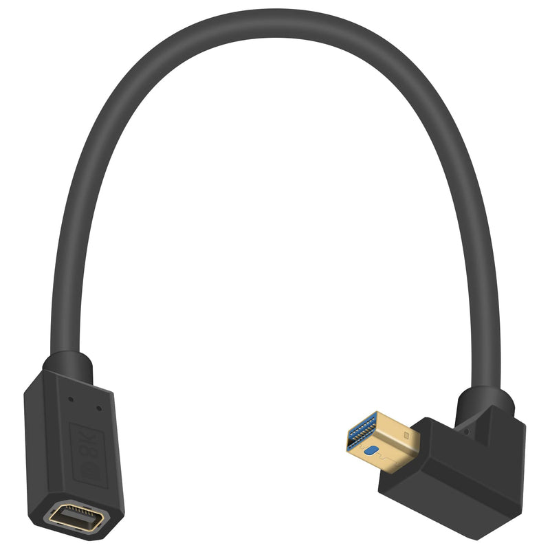  [AUSTRALIA] - Poyiccot Mini Displayport Extension Cable 1ft, 90 Degree Mini DP Extender Cable, (8K@60Hz) Up Angled Mini Displayport Male to Female Extension Cord, mDP 1.4 Extender Cable, Support Mini DP PC/Laptop Mini DP - Up