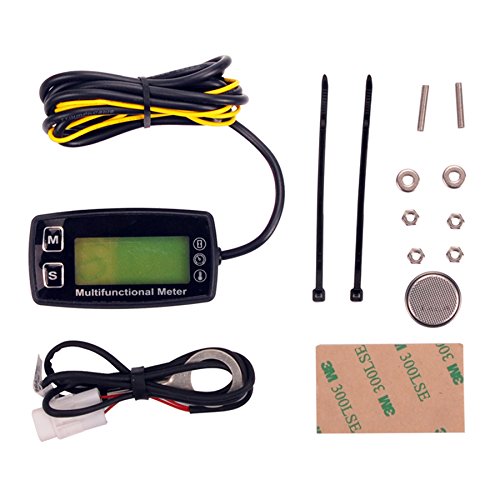  [AUSTRALIA] - Runleader RL-HM035T -20-300 Inductive Tachometer with Hour Meter Thermometer Backlit Display for All Gasoline Engine ATV Utv Dirtbike Motobike Motocycle Snowmobile PWC Marine Boat Waterproof TS002