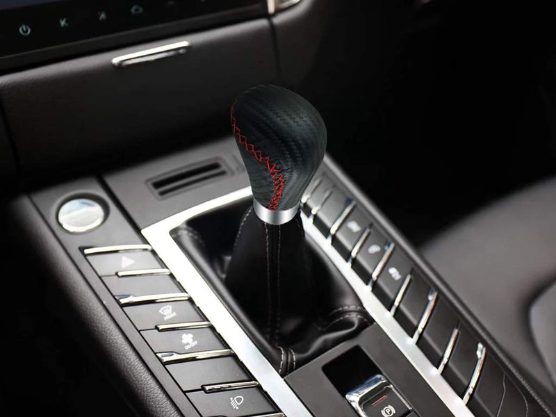  [AUSTRALIA] - Lunsom Type R Gear Head Knob Leather Alloy Universal Car Shift Handle Shifter Stick Shifting Knobs Fit Most Transmission Automatic Manual Vehicle (Black) Black