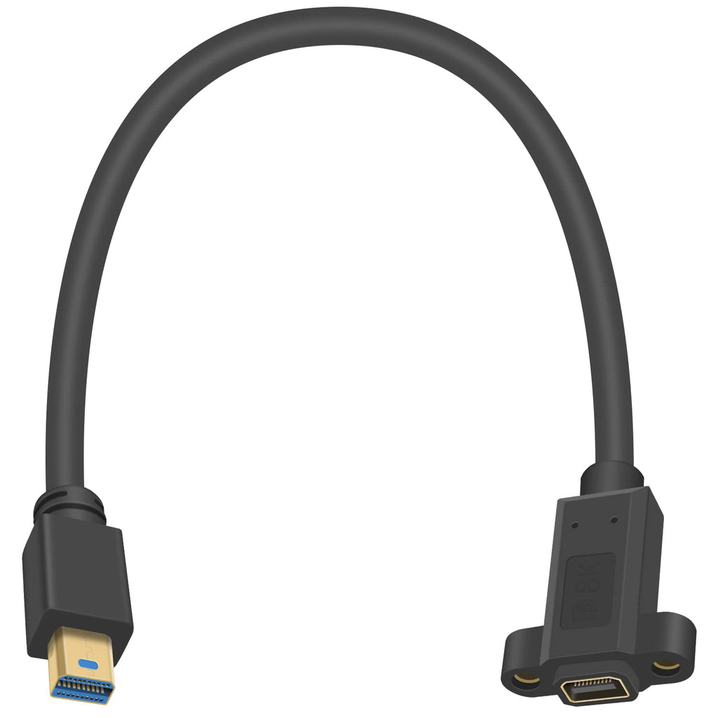  [AUSTRALIA] - Poyiccot 8K Mini Displayport Extension Cable 1ft -Mini Displayport Extender Cord - Mini Displayport Adapter Cable with Panel Mount, Mini Displayport 1.4 Cable for Computer Laptop, Straight Mini DP Extender- straight