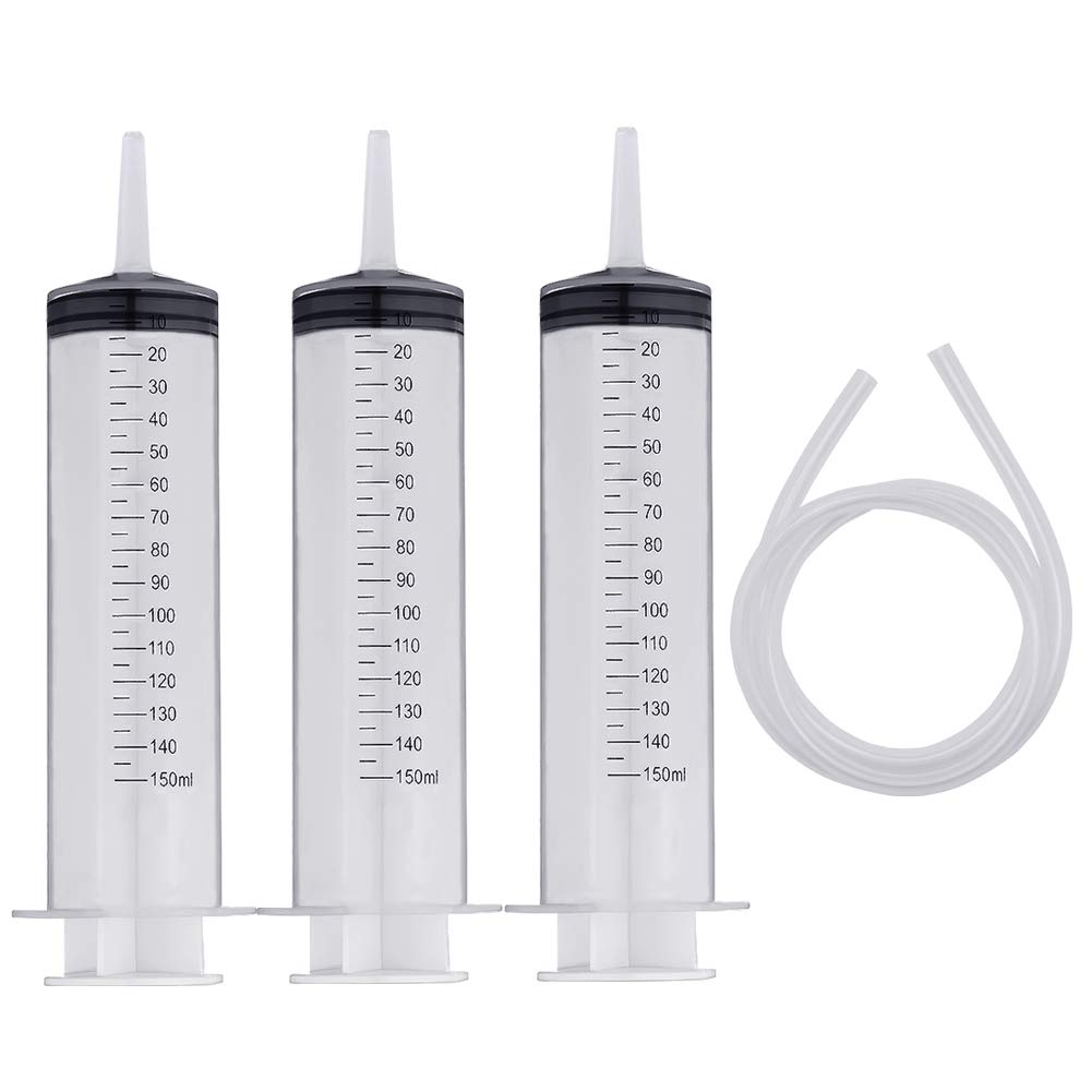  [AUSTRALIA] - Shintop Syringe Pack 150ml Syringe with Tube for for Experiments, Industrial Use (Pack of 3)