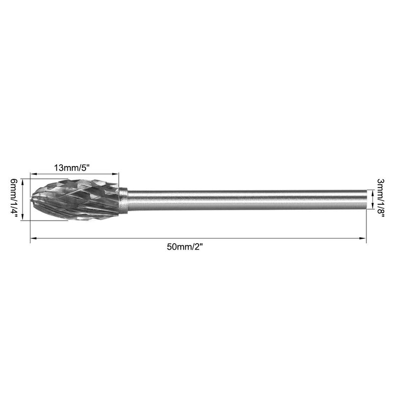 uxcell Tungsten Carbide Rotary Files 1/8" Shank, Double Cut Flame Shape Rotary Burrs Tool 6mm Dia, for Die Grinder Drill Bit Wood Soft Metal Carving Polishing Model Engineering, 2pcs - LeoForward Australia