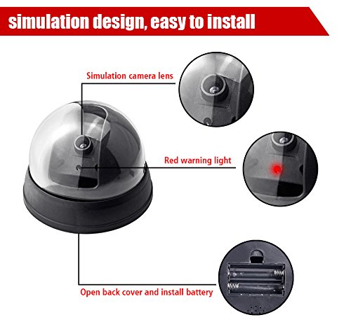  [AUSTRALIA] - Fake Security Camera,Fuers Simulation Dummy Hemisphere Dome Camera Indoor/Outdoor Waterproof with Flashing Red LED Light for Home Business,2 Pack Dome Fake Camera 2 pack