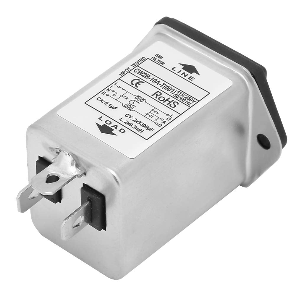  [AUSTRALIA] - EMI Power Filter, CW2B-10A-T (001) EMI Power Filter with Fuse Socket 2-in-1 Single Safety 125/250V Inductors, Coils and Filters
