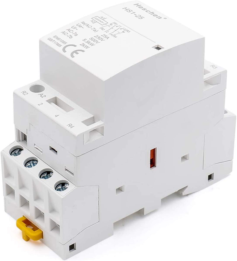  [AUSTRALIA] - Heschen Household AC Contactor HS1-25 4 Pin 2NO 2NC AC 220V/240V Coil Voltage 35mm DIN Rail Mount