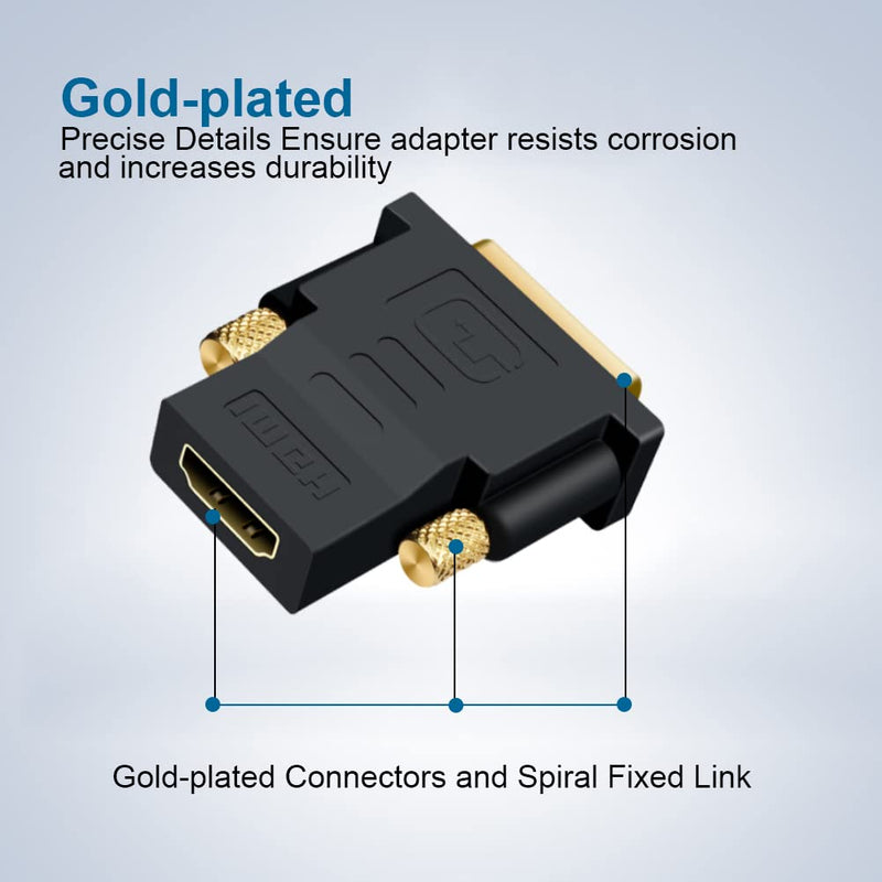  [AUSTRALIA] - HDMI to DVI Adapter, UV-CABLE 2-Pack Bi-Directional DVI to HDMI Adapter Converter Male to Female for Computer, Monitor, TV Projector, Video Game and so on gold