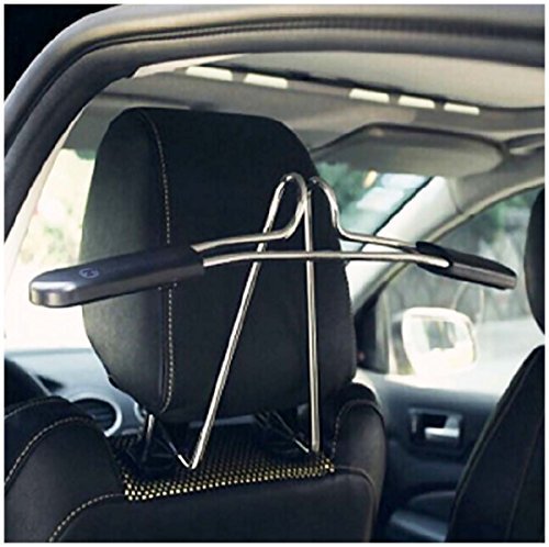  [AUSTRALIA] - Zone Tech Chrome Headrest Car Hanger – Premium Quality Clothes Holder Travel Vehicle Jacket Suit Coat Hanger with Headrest Restraint Rods