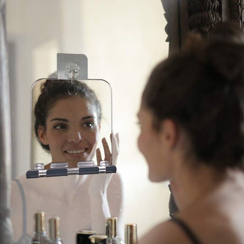  [AUSTRALIA] - Fogless Mirror for Shower, Fogless Shower Mirror for Shaving, Fogless Shower Mirror with Razor Holder & 2 Adhesive Hooks Lightweight Frameless Fogless Shower Mirror for Men Square:5.1*5.4 in