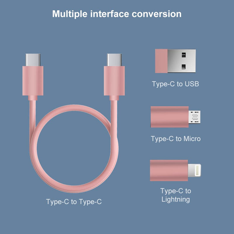  [AUSTRALIA] - YANZIE USB Adapter, Micro USB Charging Cable with USB C Lightning Adapter, Lightning to USB C Adapter, Multi Charging Cable Storage Box Contains SIM Card Holder Pink