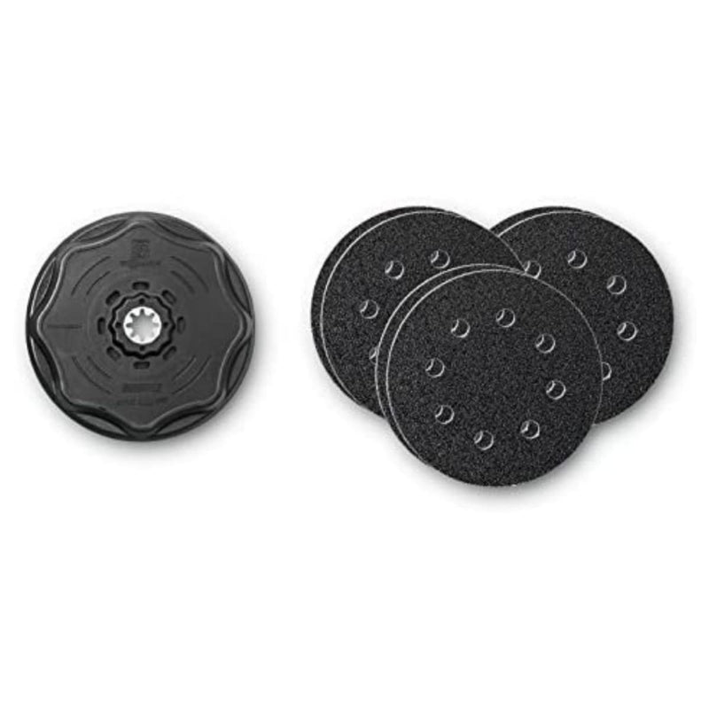  [AUSTRALIA] - Fein StarLock Oscillating Sanding Pad Set with Hook and Loop Attachment - Includes 6 Perforated Sanding Sheets (2 of Each Grits 60, 80, 180) - 4-1/2" Diameter - 63806195210