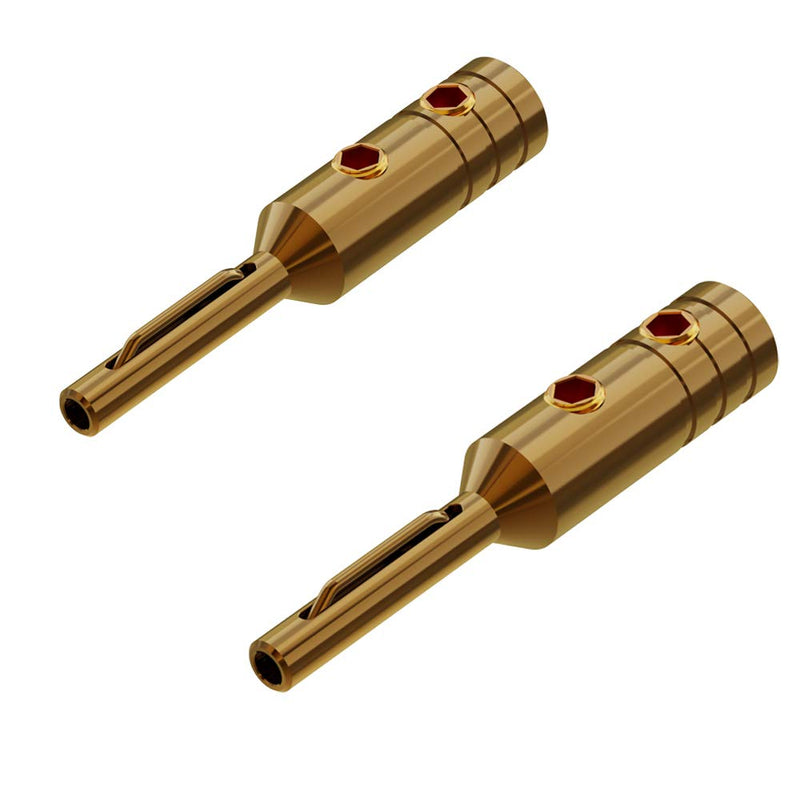  [AUSTRALIA] - Monosaudio B80G 4 pcs Banana Plugs Pure Copper Screw Locking Speaker Plug Connectors for Speaker Wire, Home Theater, AV Receiver, Amplifiers and Sound Systems(Gold Plated) Gold Plated